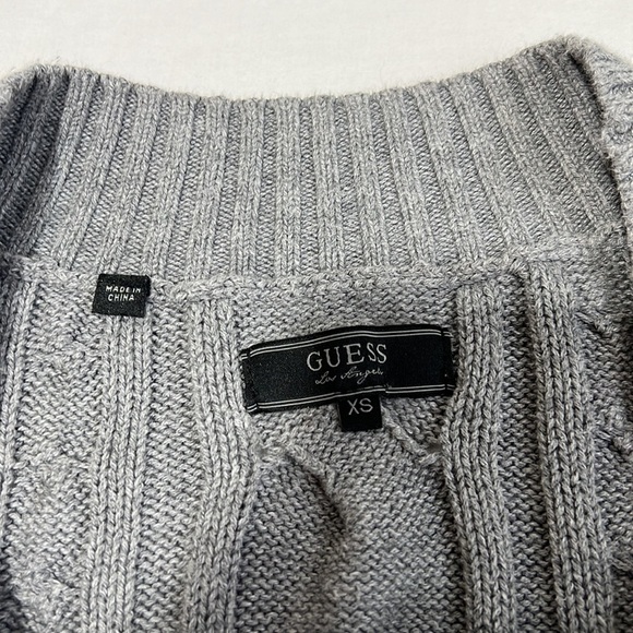 Guess Gray Knit Off the Shoulder Long-Sleeve Sweater - Picture 4 of 10